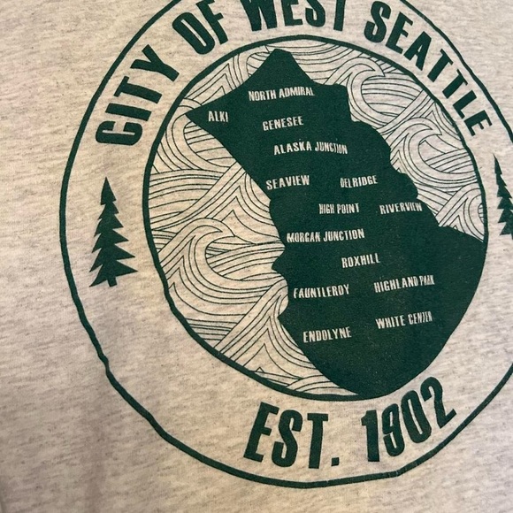 Vintage City of West Seattle Tee | Heather Gray & Green | XL - Picture 5 of 6